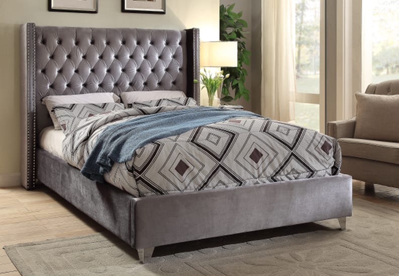 IF 5890 Grey Velvet Bed